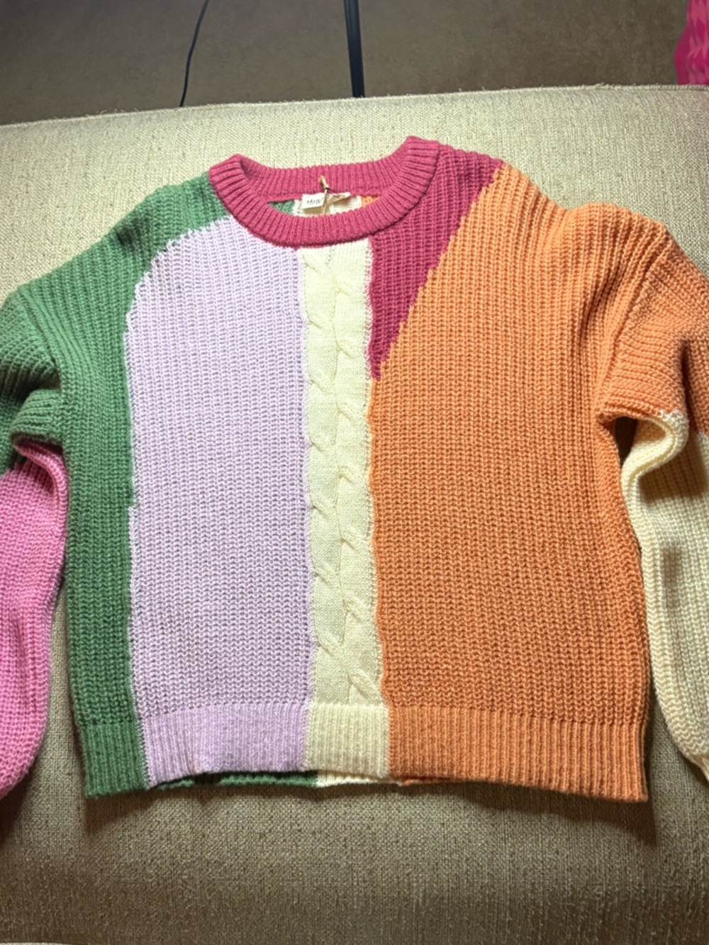 NWT Oversized Color Block Soft Cozy Knit Sweater Top size medium - Picture 9 of 14